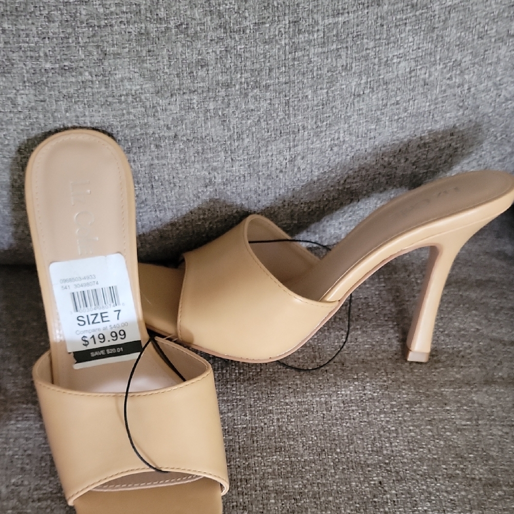 Tan High Heel Mules